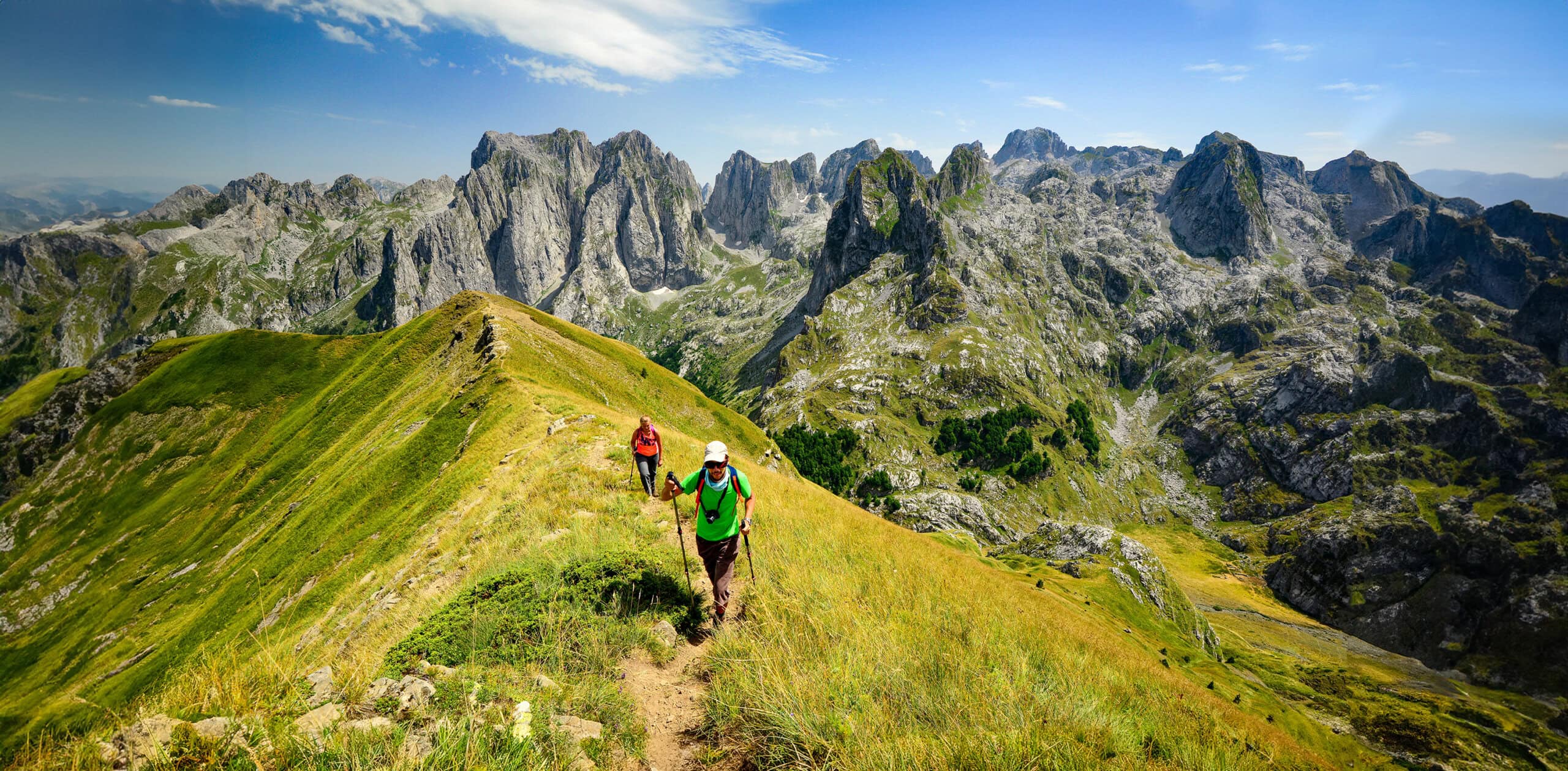 1.Hiking through mountains and canyons